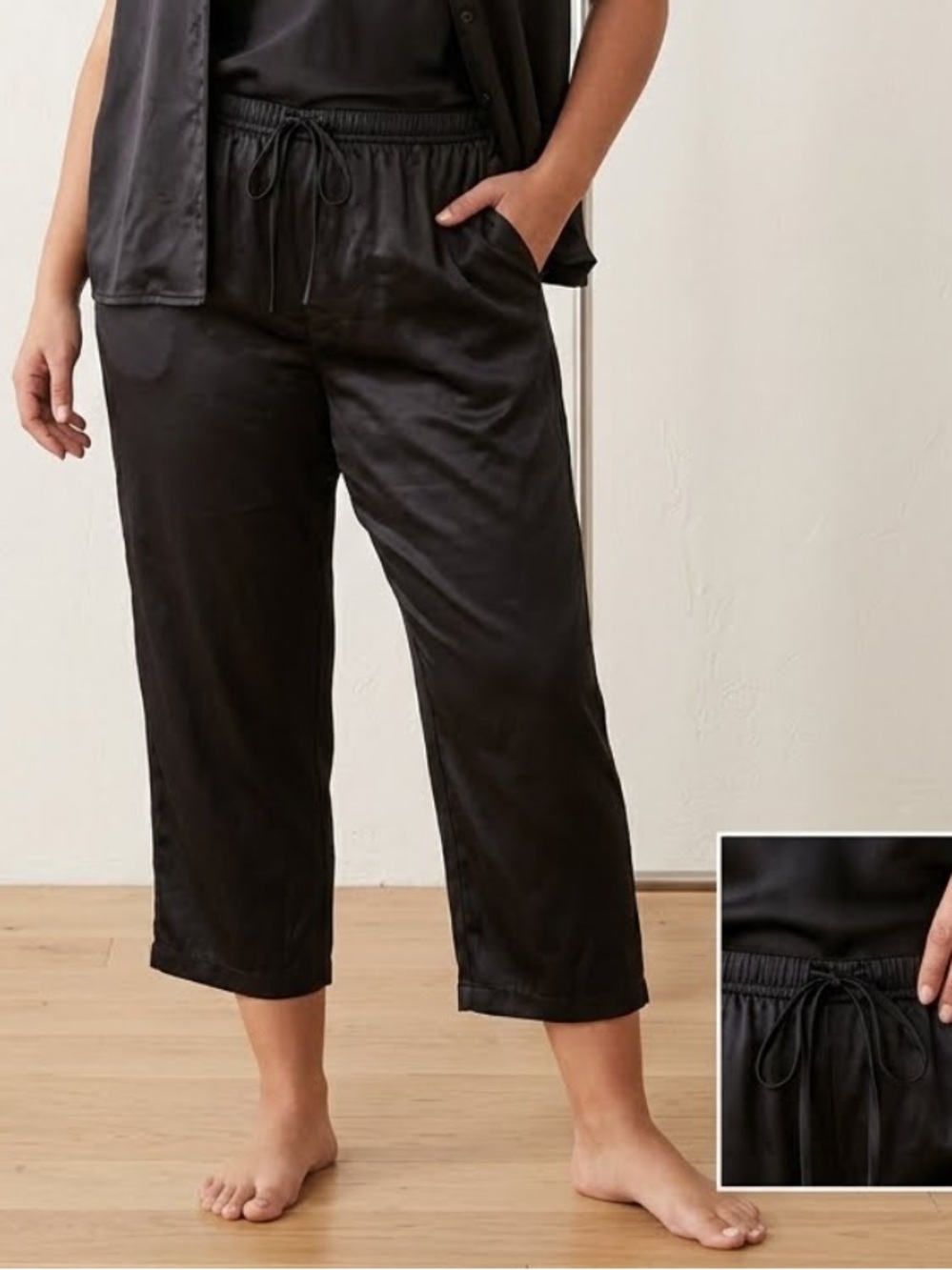 BELLAGIO Vintage 90’s Deadstock Black Satin Pull On Pants 3X NWT